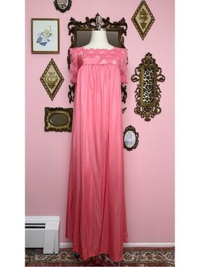 Vintage Henson Kickernick Pink Maxi Nightie Nightgown Medium